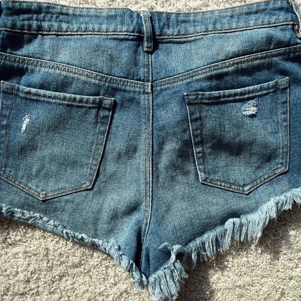 Pacsun Los Angeles High Rise Festival Denim Jean Shorts SIZE 28 distressed - Picture 3 of 6
